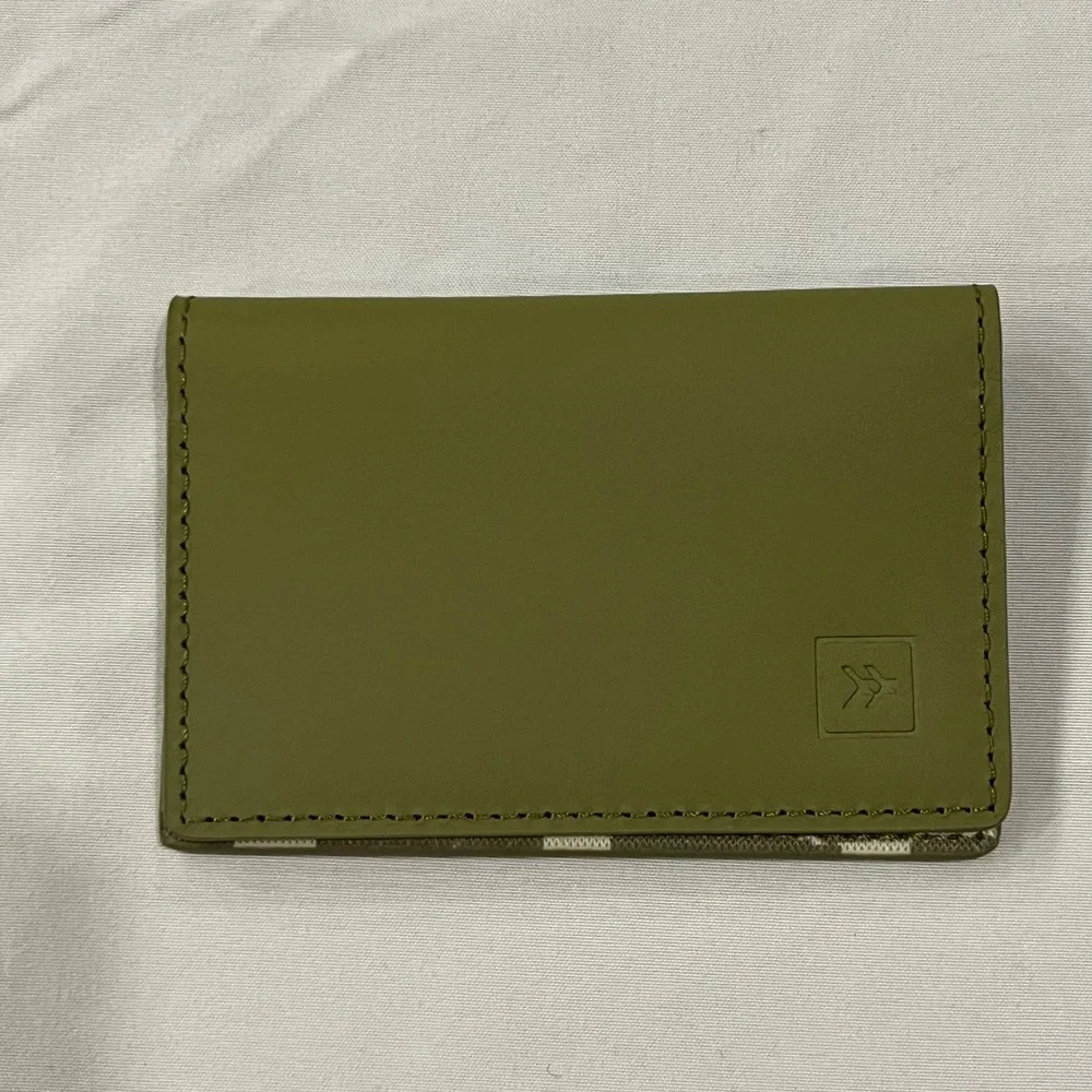 Thread Scout Bifold Wallet Olive Green Checkerboard Pattern